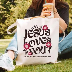 Jesus Loves You Inspirational  - огляд і ціна Tote Bag Canvas Print