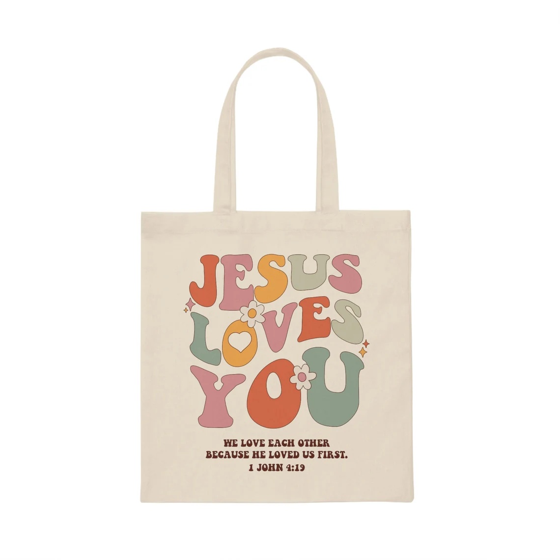 Jesus Loves You Inspirational  - огляд і ціна Tote Bag Canvas Print