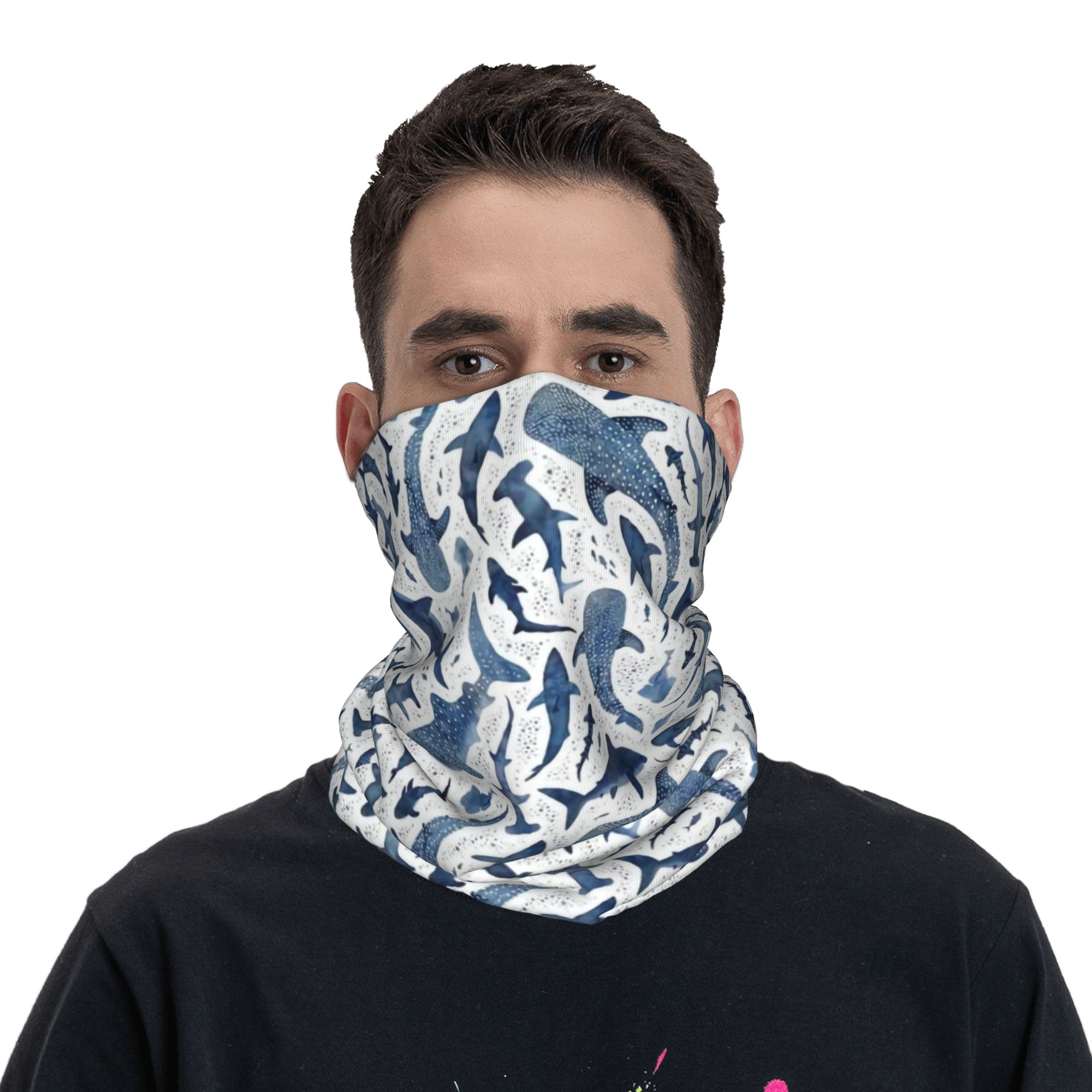 Custom Blue Watercolour Shark  - огляд і ціна Balaclava Face Mask