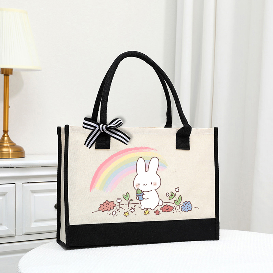 Cartoon-printed light white ca - огляд і ціна Tote Bag Canvas Print