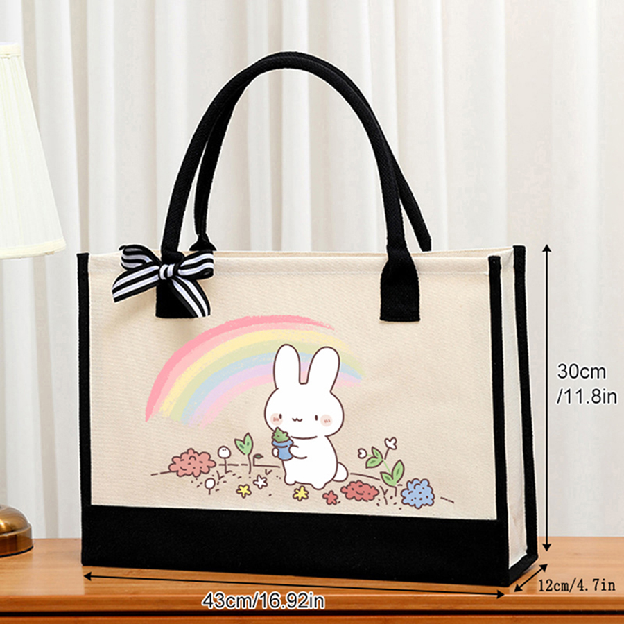 Cartoon-printed light white ca - огляд і ціна Tote Bag Canvas Print