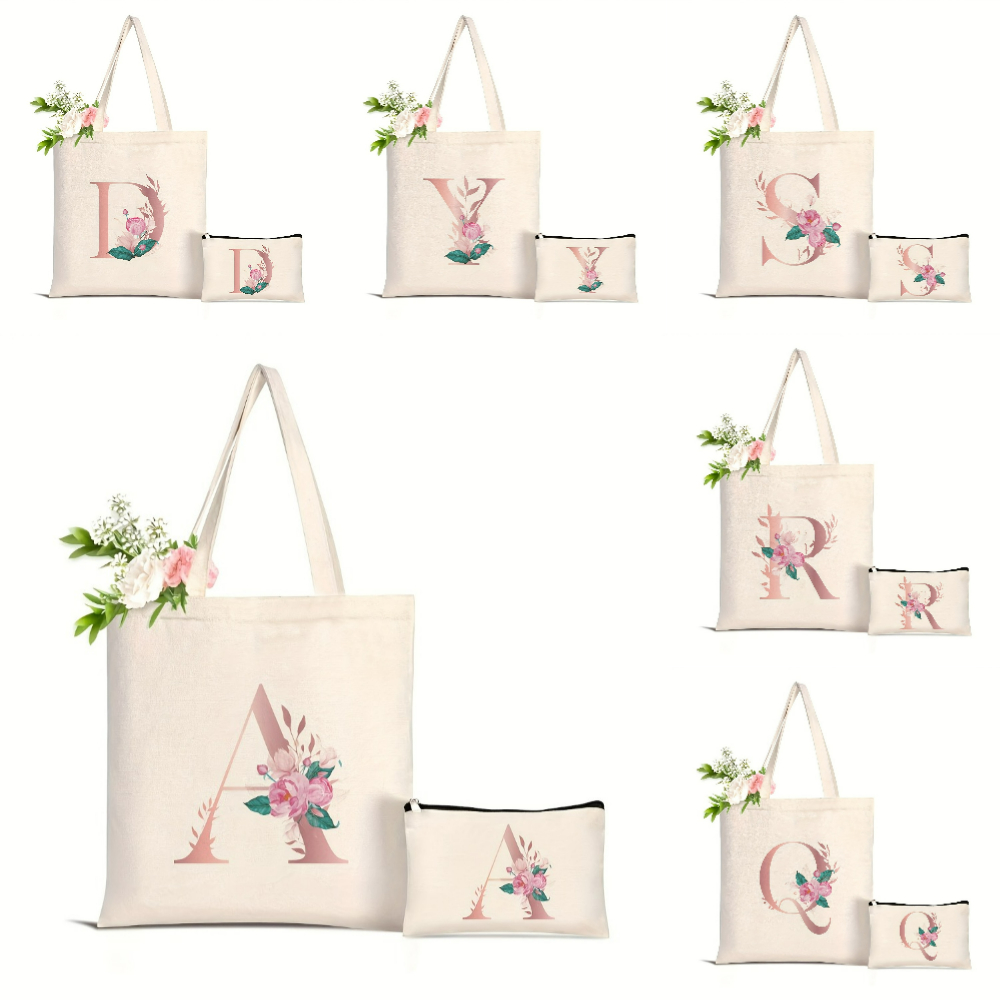 1pc Floral Love Letter Print T - огляд і ціна Tote Bag Canvas Print