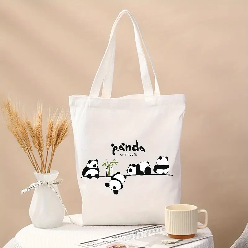 Cute Panda Print Canvas Tote B - огляд і ціна Tote Bag Canvas Print