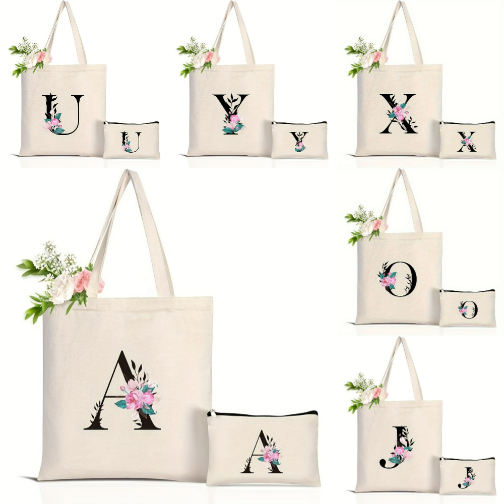 Elegant Floral Alphabet Tote B - огляд і ціна Tote Bag Canvas Print