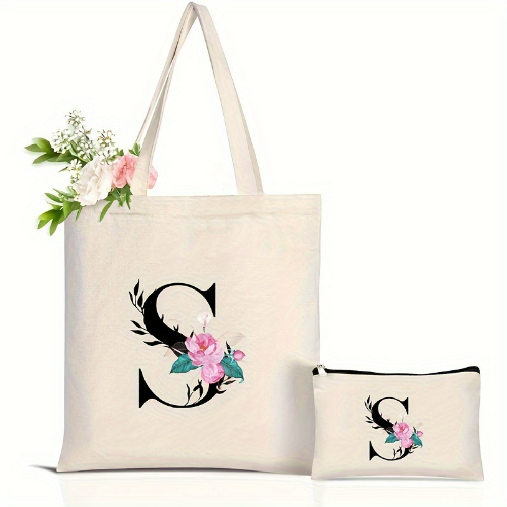 Elegant Floral Alphabet Tote B - огляд і ціна Tote Bag Canvas Print