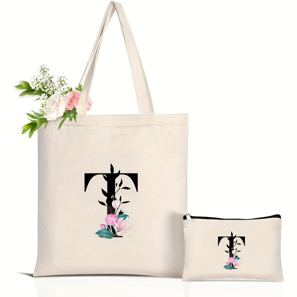 Elegant Floral Alphabet Tote B - огляд і ціна Tote Bag Canvas Print