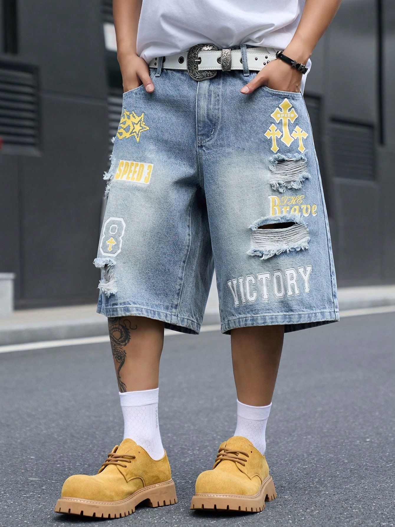 Men's Loose Fit Denim Bermuda  - огляд і ціна Street Fashion Jeans