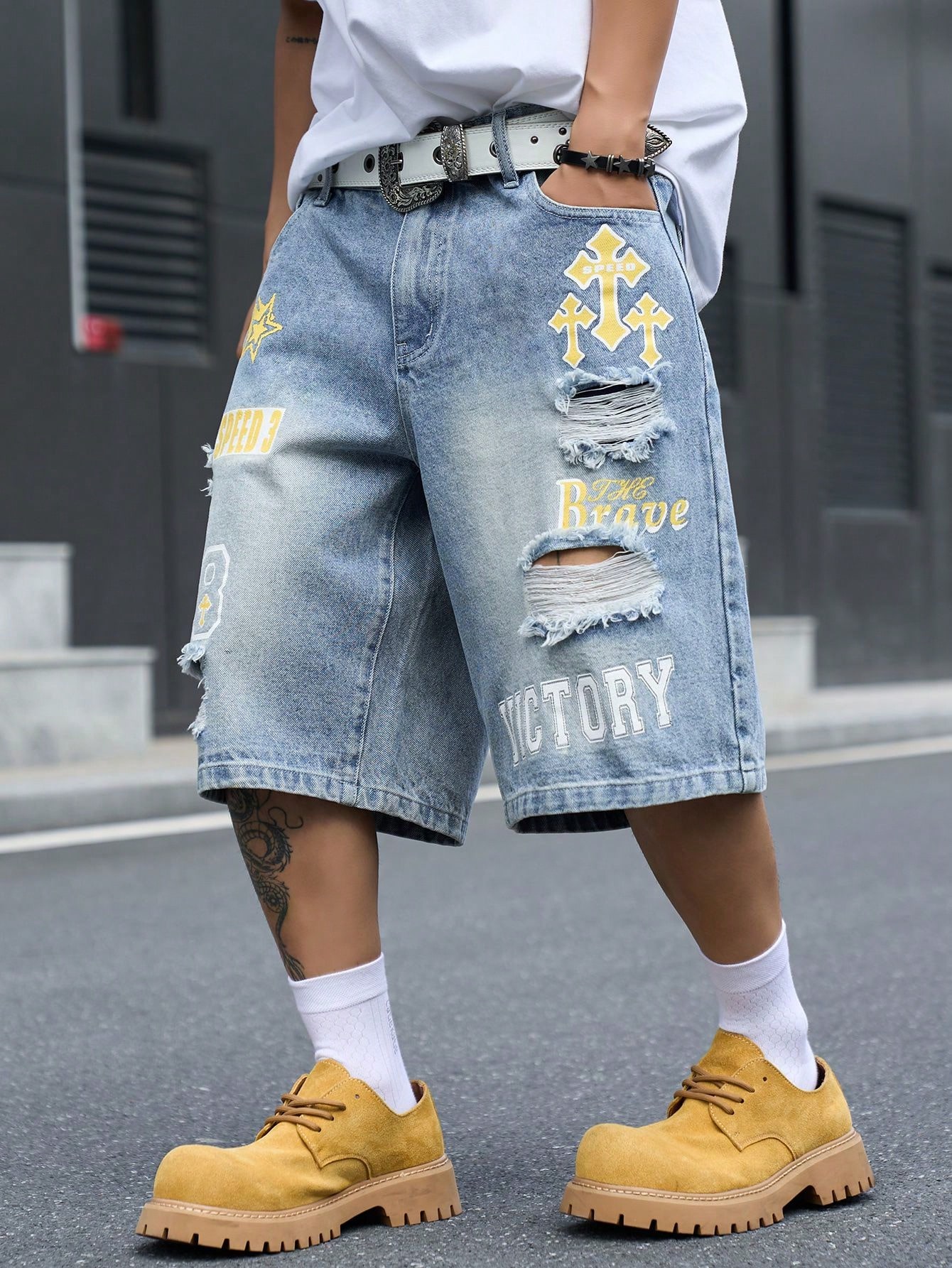 Men's Loose Fit Denim Bermuda  - огляд і ціна Street Fashion Jeans